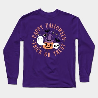 Happy halloween trick or treat a cute pumpkin and ghost Long Sleeve T-Shirt